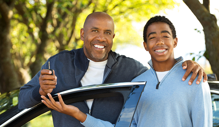 Father and Son with car auto insurance Dundee, NY